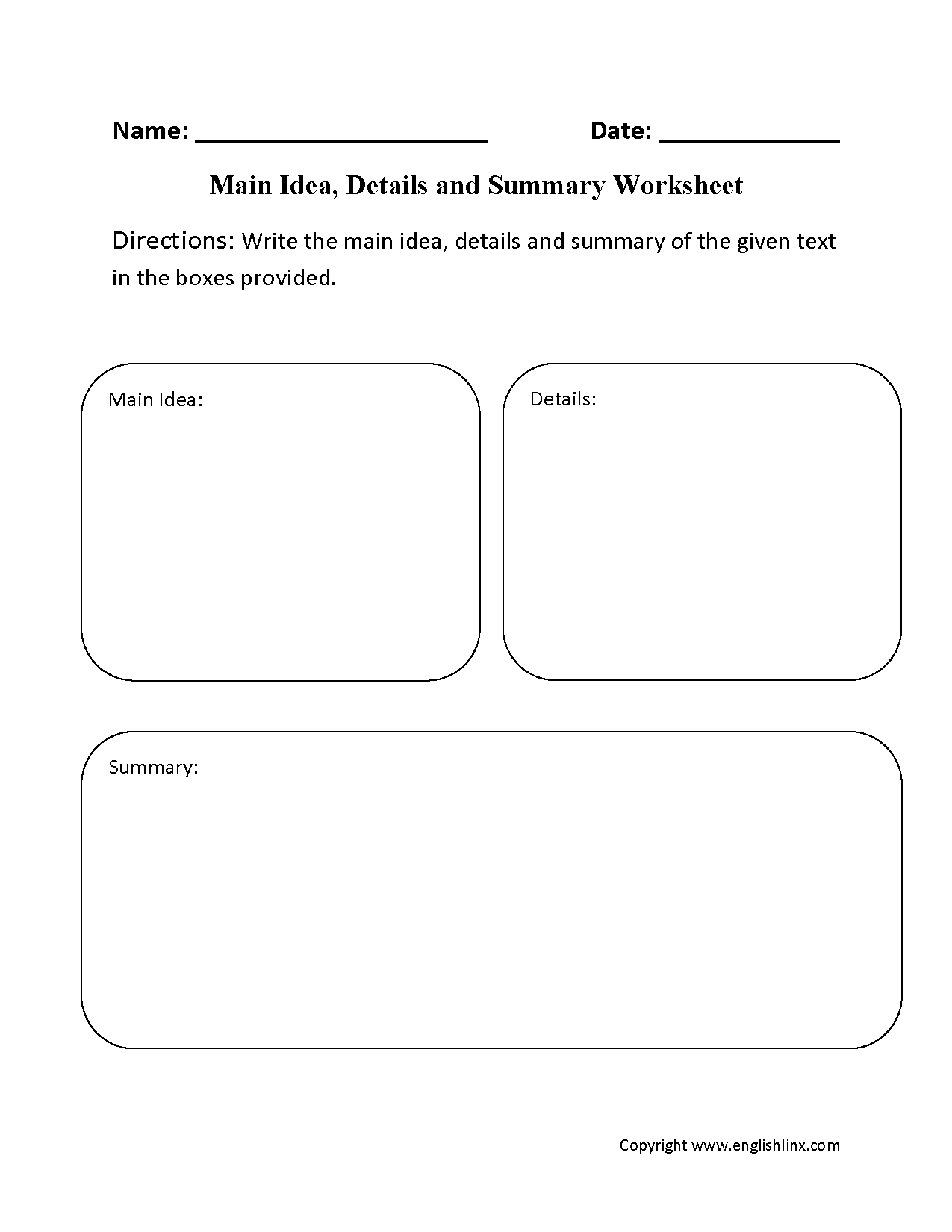 Main Idea Worksheets  Main Idea Details And Summary Worksheet