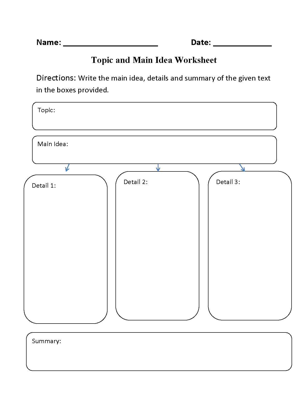 Main Idea Worksheets  Topic And Main Idea Worksheet