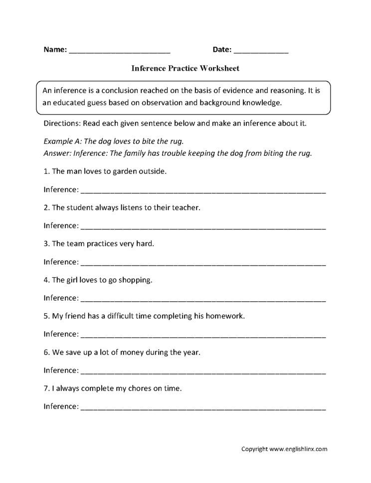 Making Inference Worksheet For Grade 2  Example Worksheet