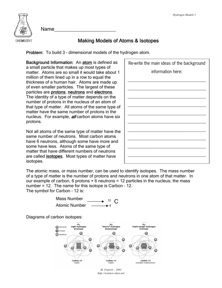 Making Models Of Atoms  Isotopes