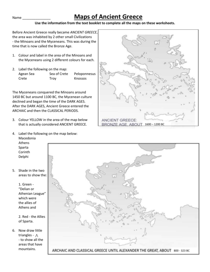 Ancient Greece Geography Worksheet Pdf   Maps Of Ancient Greece 728x942 