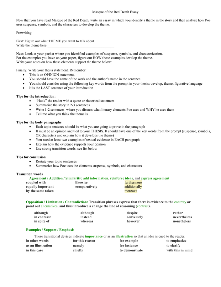 Masque Essay