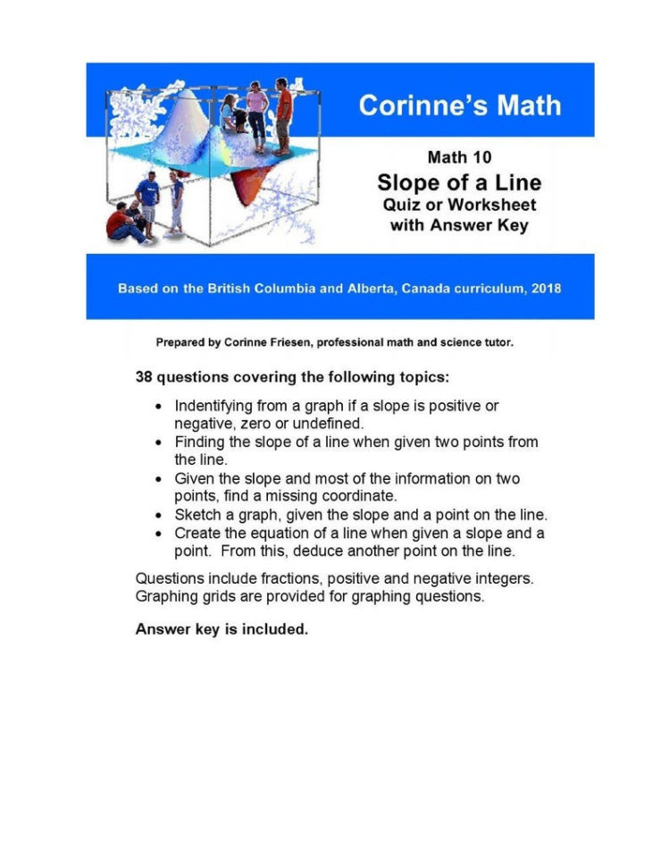 Math 10 Slope Of A Line Quiz Or Worksheet With Answer Key