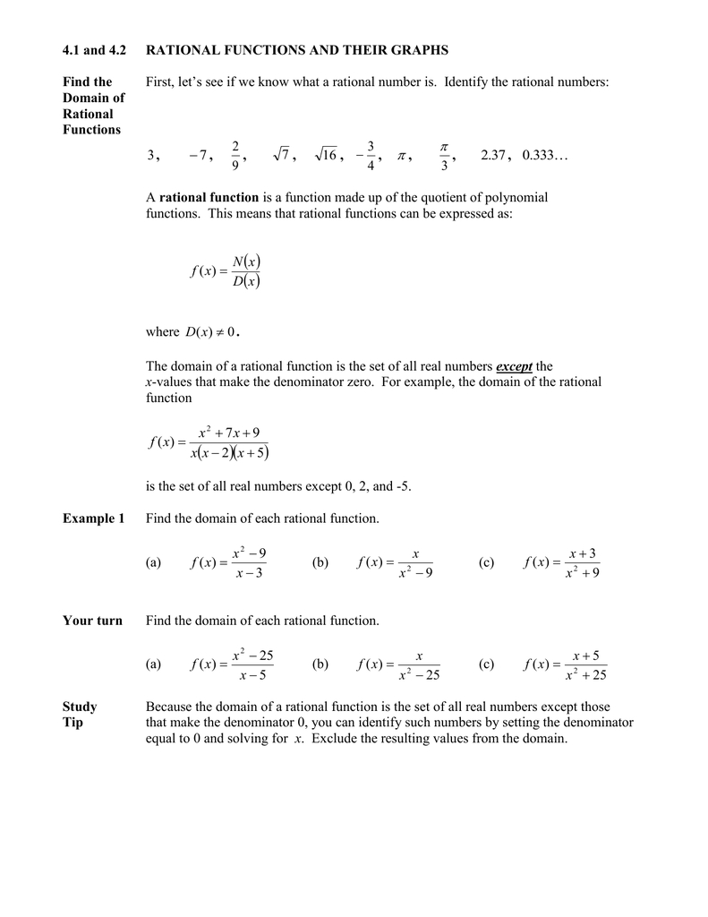 Math 1314 41 And 42 Rational Functions And Asymptotesdoc