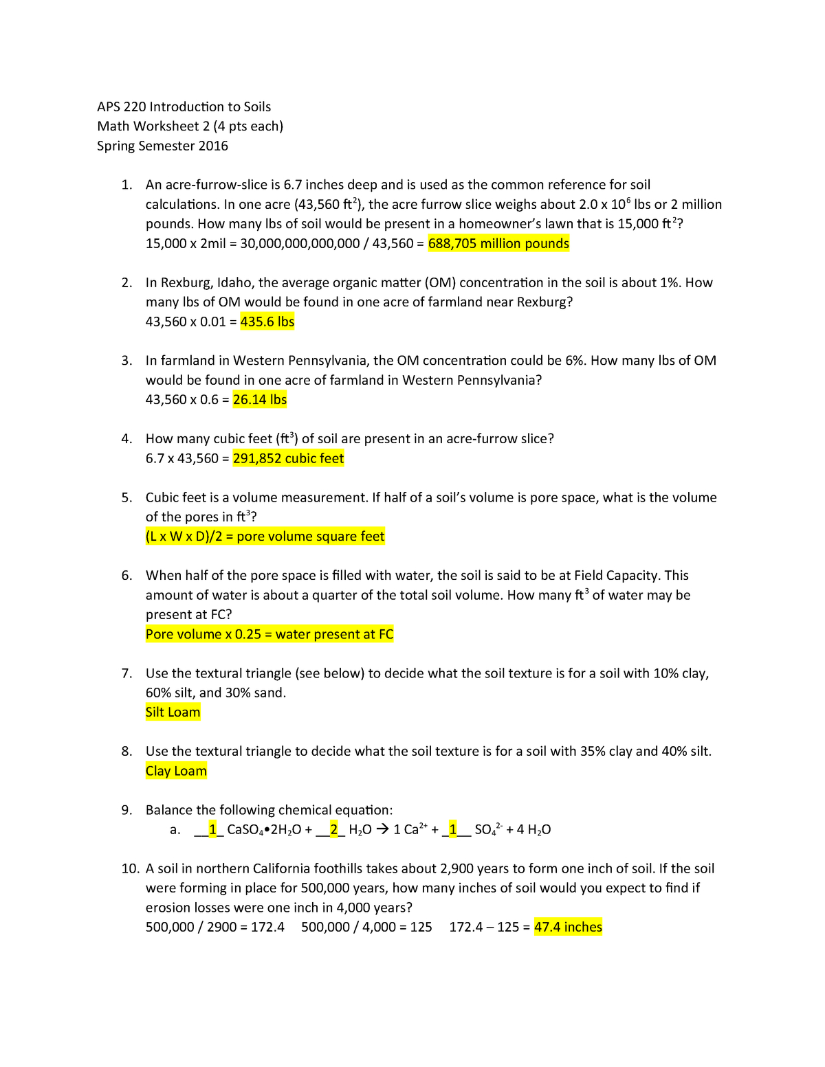 Soil Texture Worksheet Answers Db excel