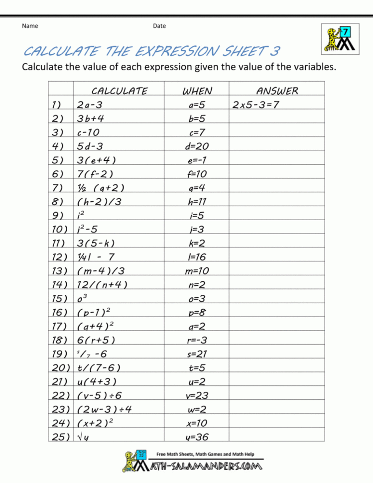 Math 7Th Grade Worksheets Printables Domain And Range With