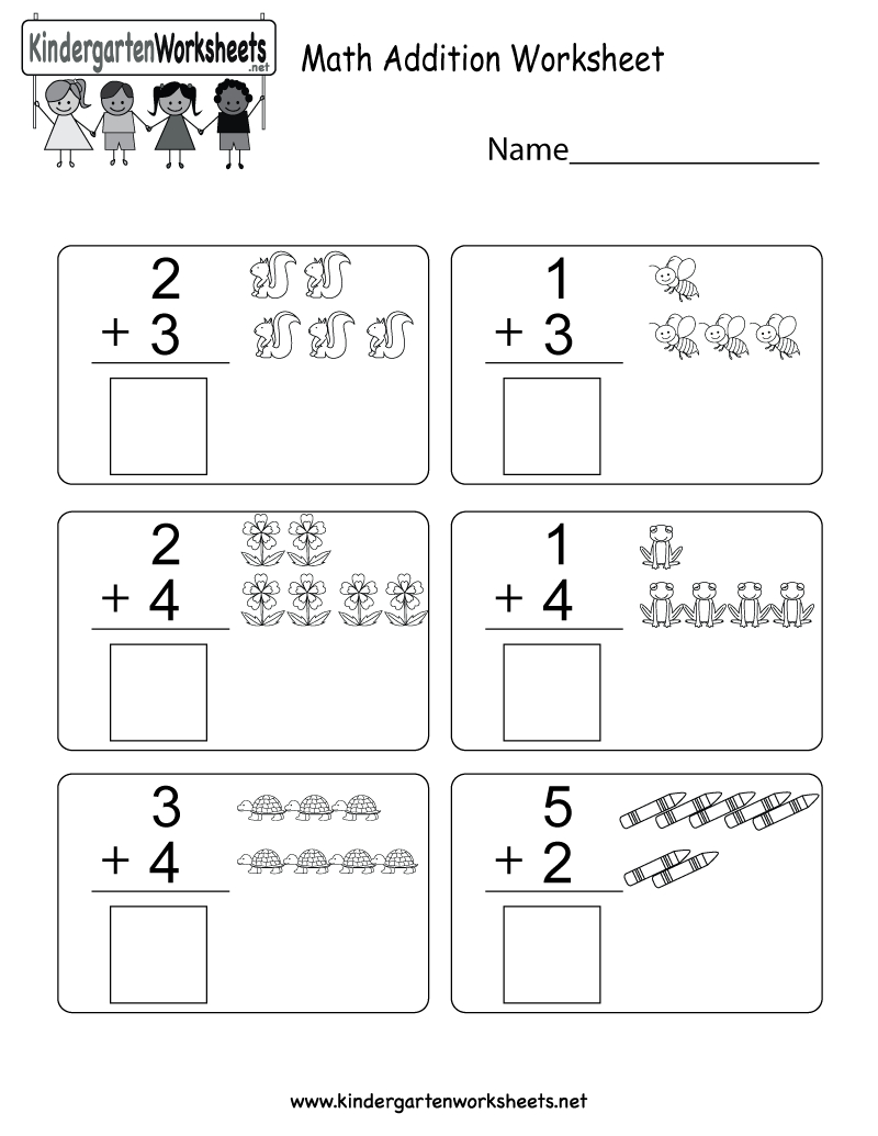 Math Addition Worksheet  Free Kindergarten Math Worksheet