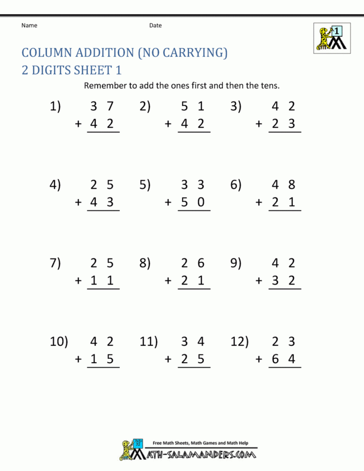 Math Addition Worksheets 1St Grade