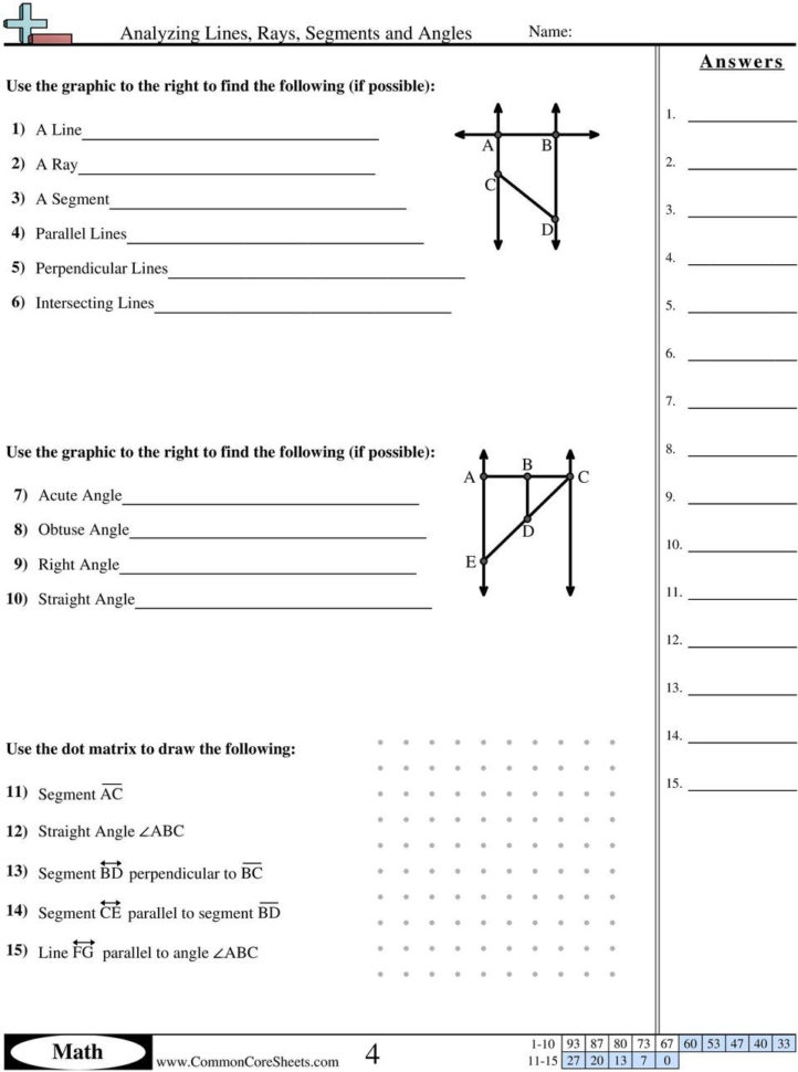 Math Analyzing Lines Rays Segments And Angles Answers