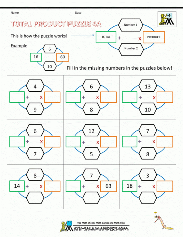 Math Brain Teasers Worksheets Photo Free Puzzles 4Th Grade