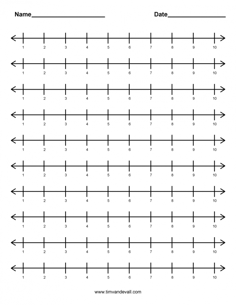 Math  Free Printable Fraction Number Line Worksheets 1 10