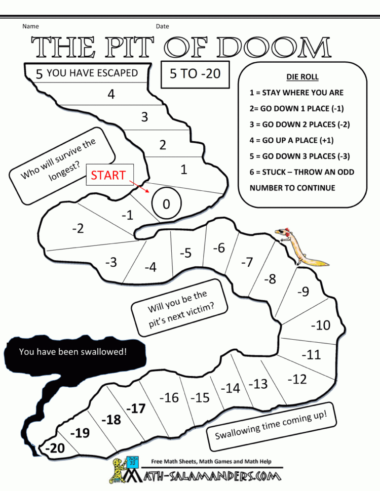 Math Game Worksheets For Grade 3