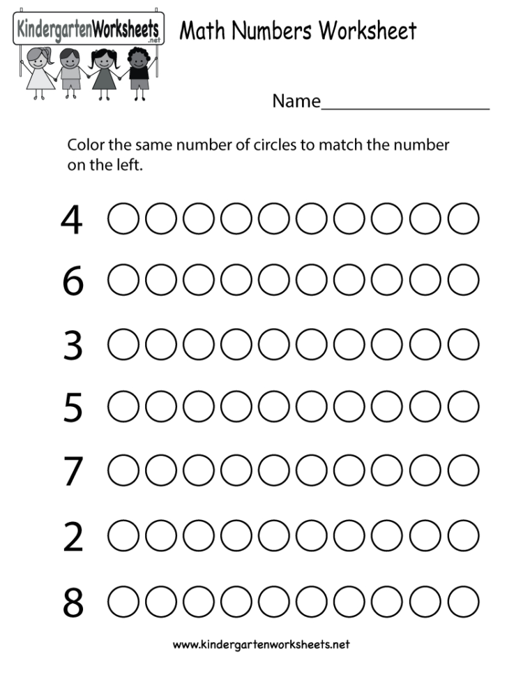Math Numbers Worksheet  Free Kindergarten Math Worksheet