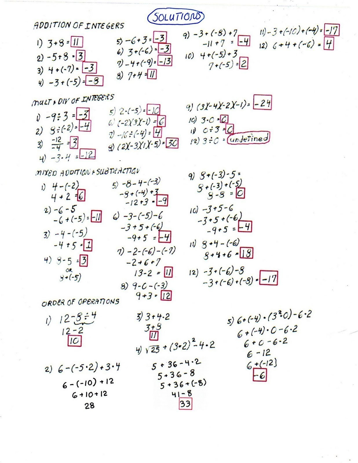 Order Of Operations Pemdas Practice Worksheets Answers —