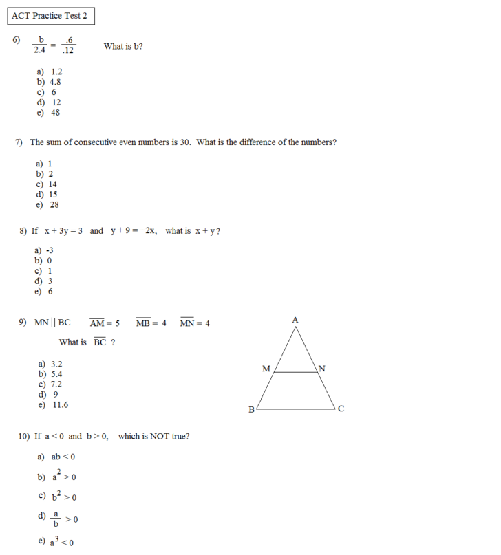 Act Practice Tests Printable