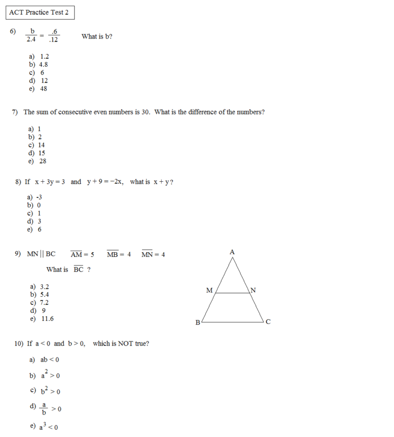 act math practice test 1 answers