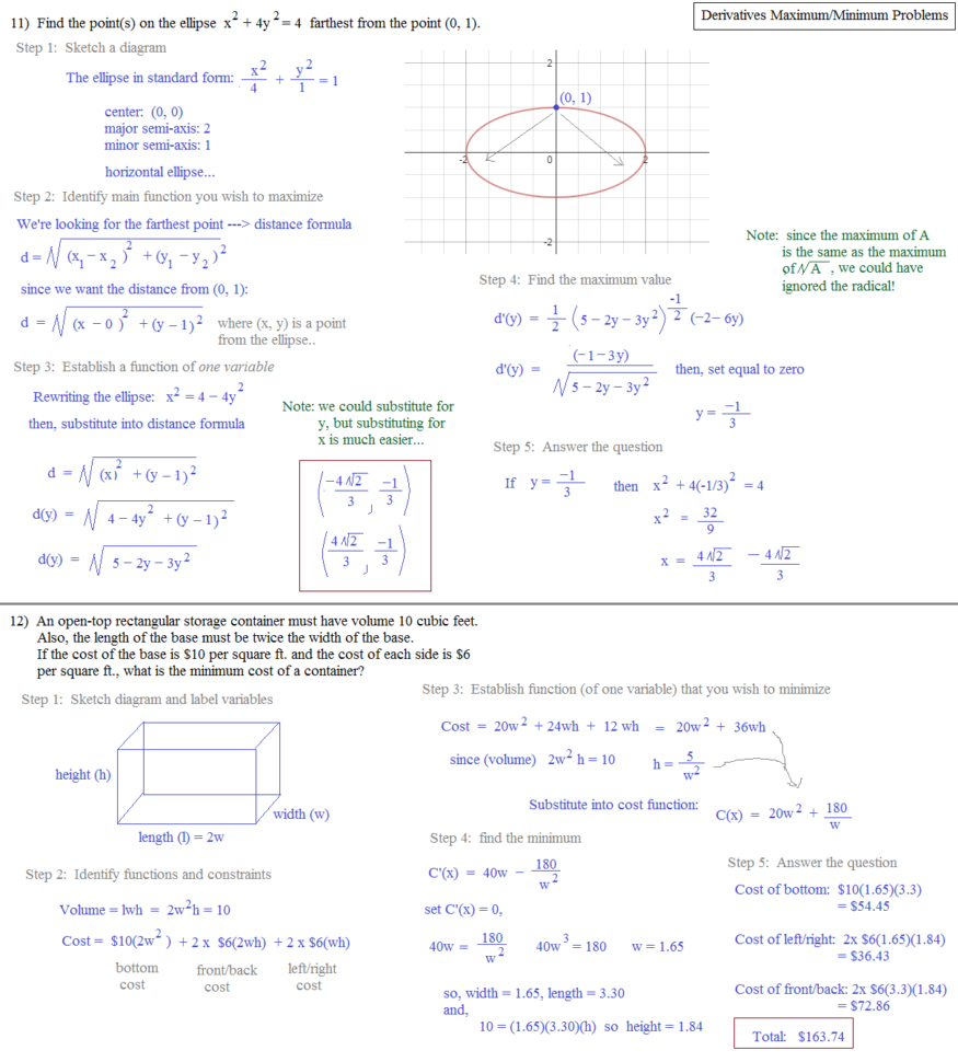 Math Plane  Derivative Maxmin Word Problems