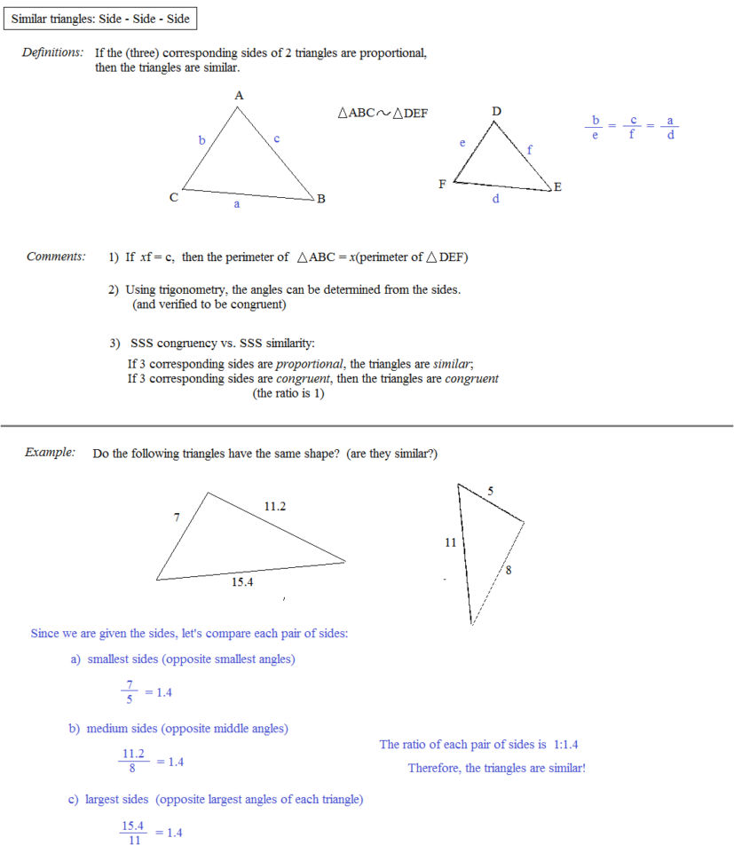 Math Plane  Similar Triangles  Ratios