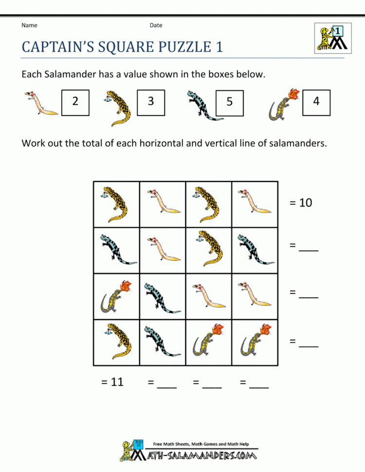 Math Puzzle 1St Grade