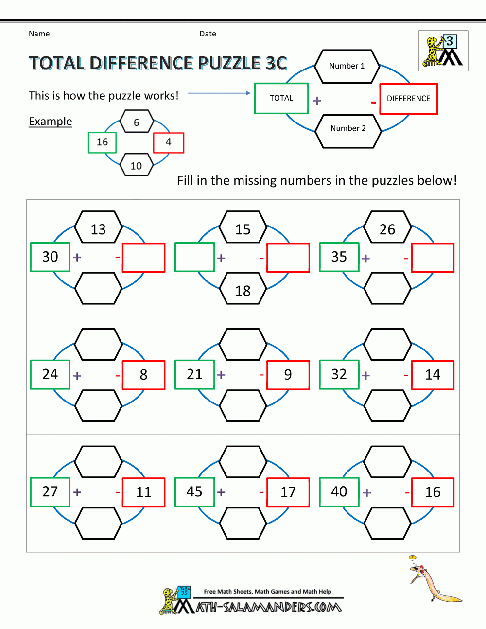 Math Puzzle Worksheets 3Rd Grade