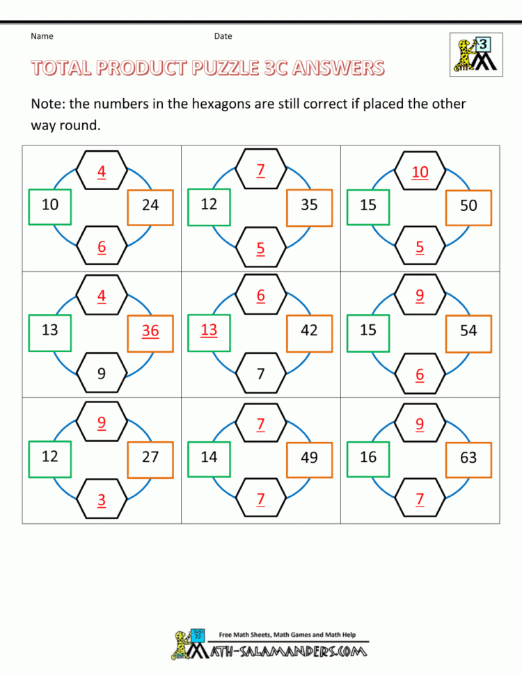 Math Puzzle Worksheets 3Rd Grade
