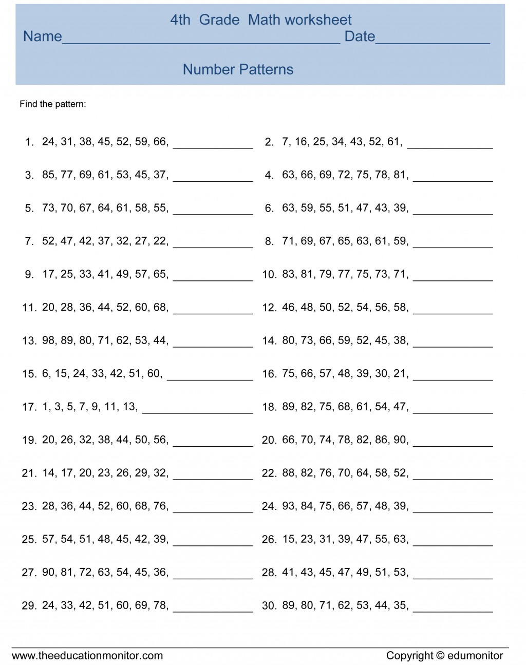 arithmetic sequences activity