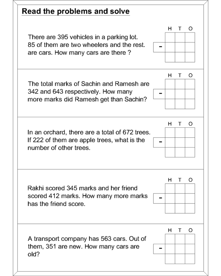Math Subtraction Worksheets For Kids