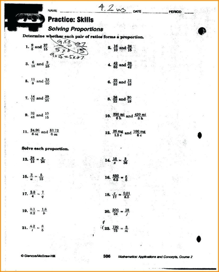Proportion Word Problems Worksheet 7Th Grade