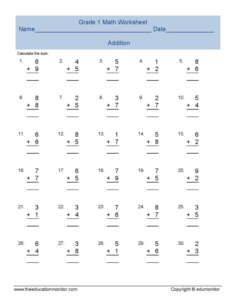 Math Worksheet 1St Grade Worksheets Money New Ft Addition db excel com