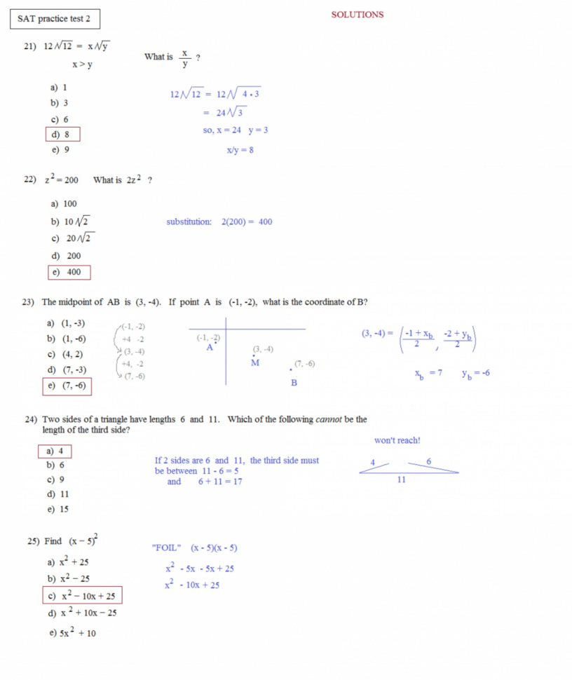 Math Worksheets Act Prep Practice Marvelous Free Review