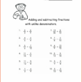 Math Worksheets Adding Fractions Unlike Denominators Elegant