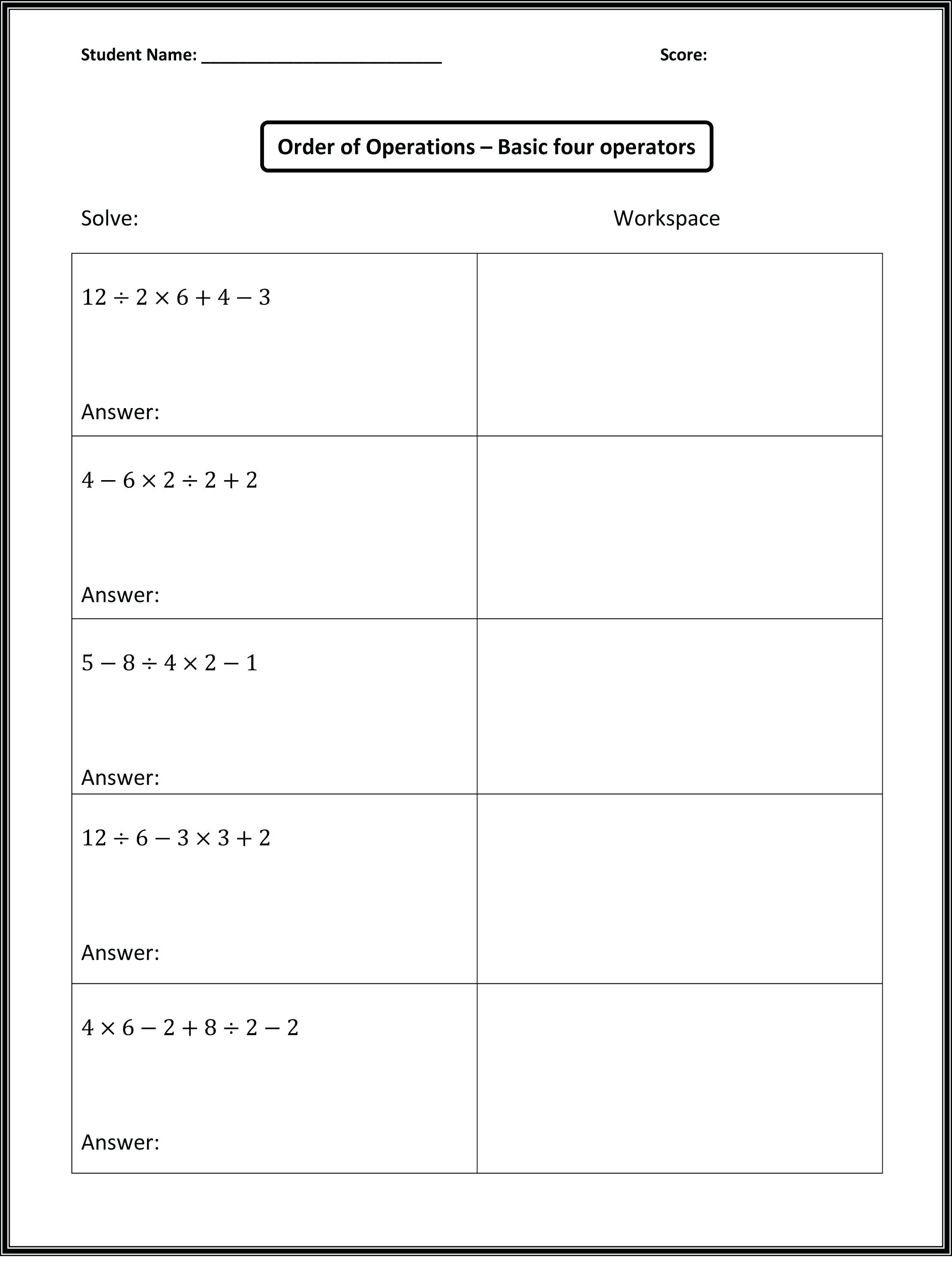 7Th Grade Math Worksheets Free Printable With Answers Db excel