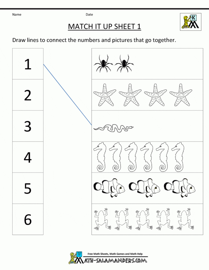 Matching Numbers Worksheets