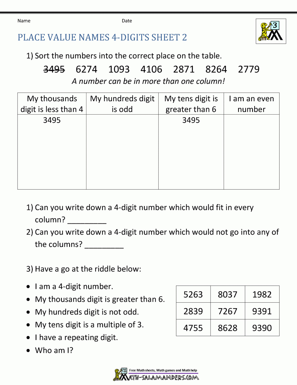math worksheets place value 3rd grade db excelcom