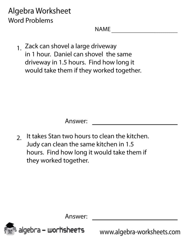 Math Worksheets Pre Algebra Word Problems  Antihrap