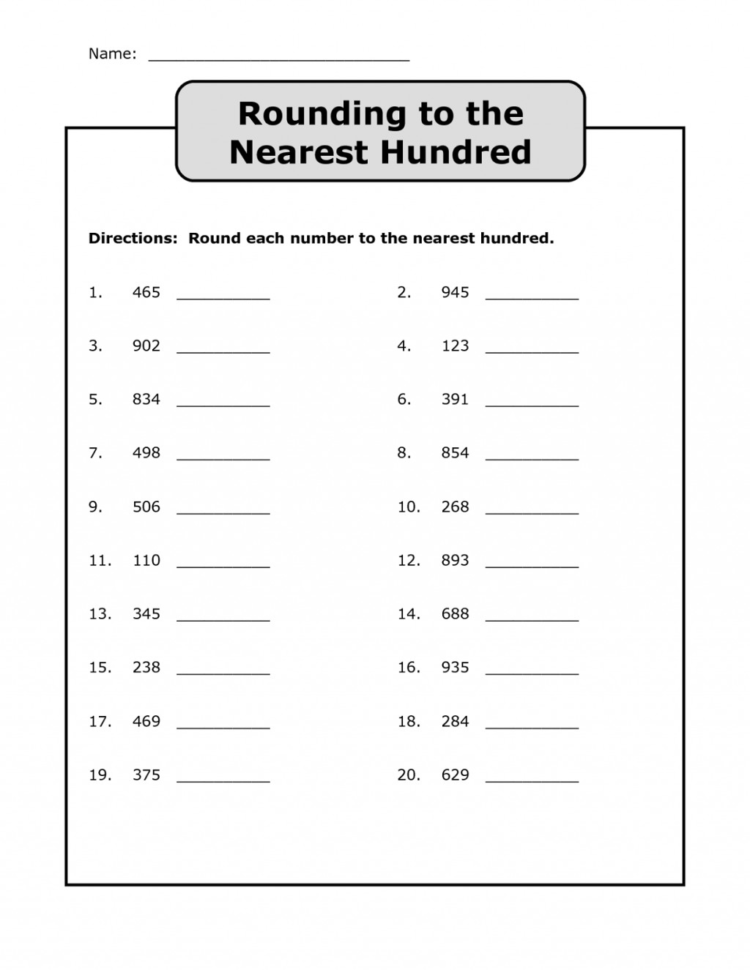 Math Worksheets Rounding Worksheet Nearest Impressive
