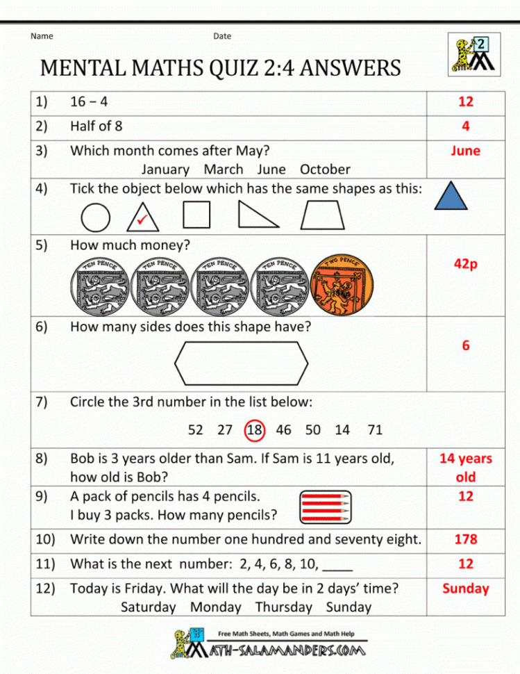 Maths For Year Olds Worksheets Mental Math Picture Top 11 11