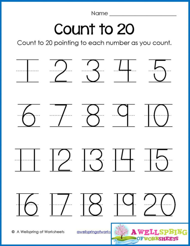 Mathsheets For Kindergarten Counting Number Tracing