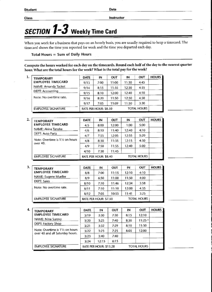 Mathworksheetssection 1Student Class Date Instructor