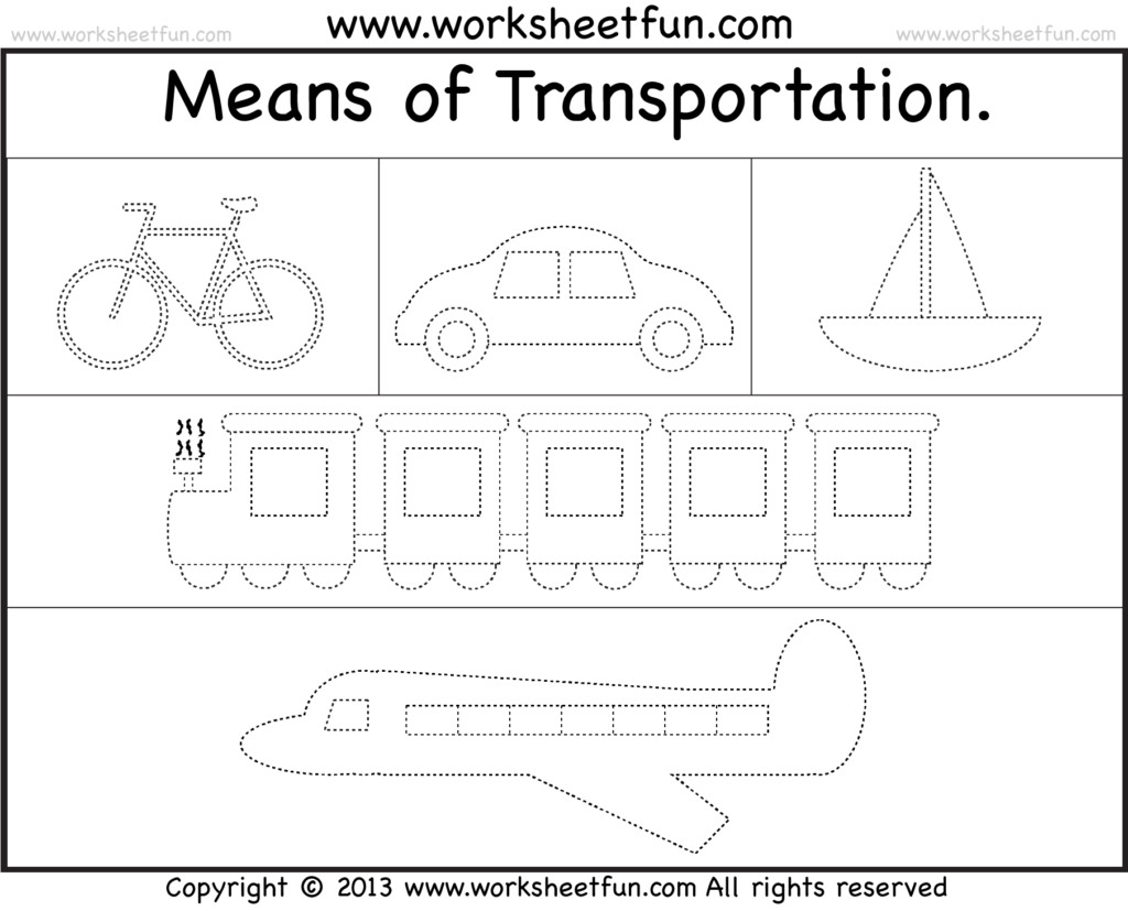 Means Transportation Tracing Worksheet Free Printable Kgi Preschool