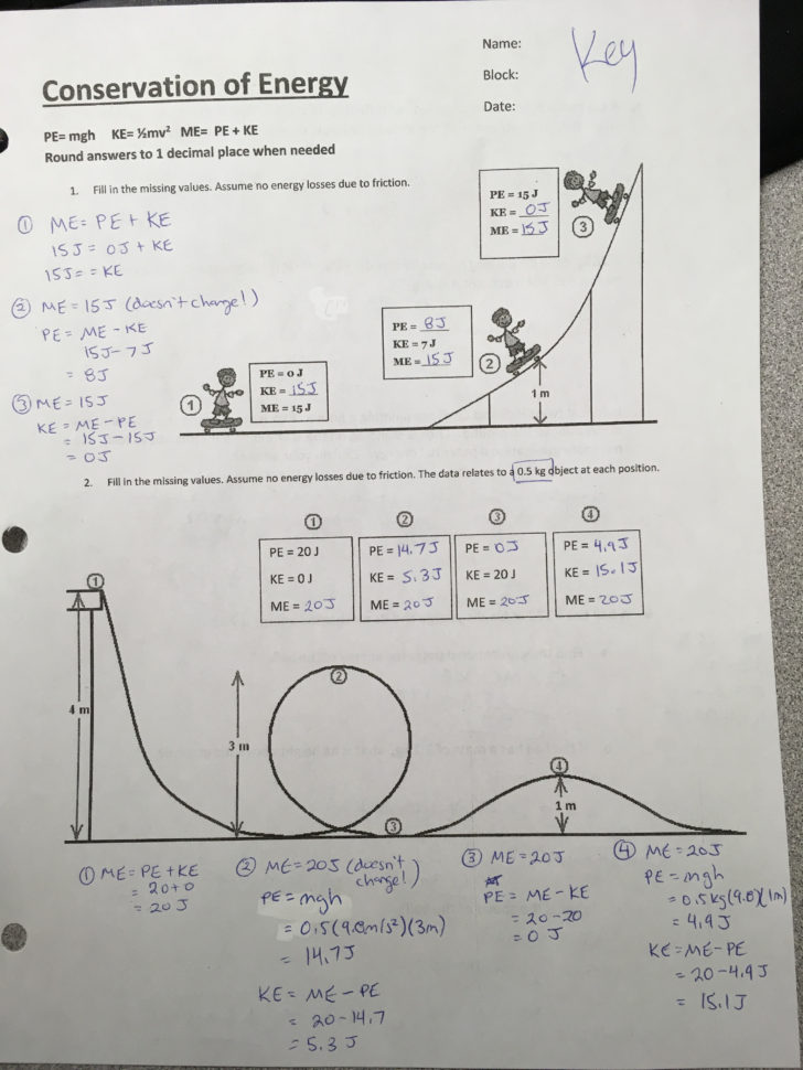 Mechanical Energy And Conservation Of Energy Answer Key  Ko