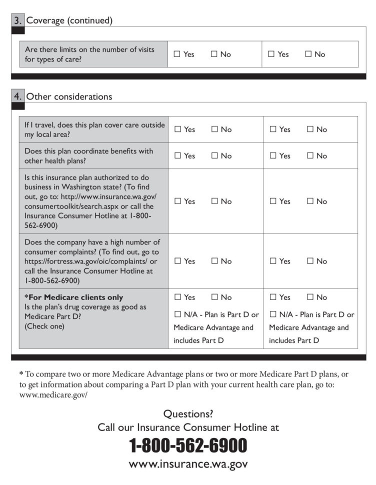 Medicare Drug Plan Comparison Worksheet Math Worksheets