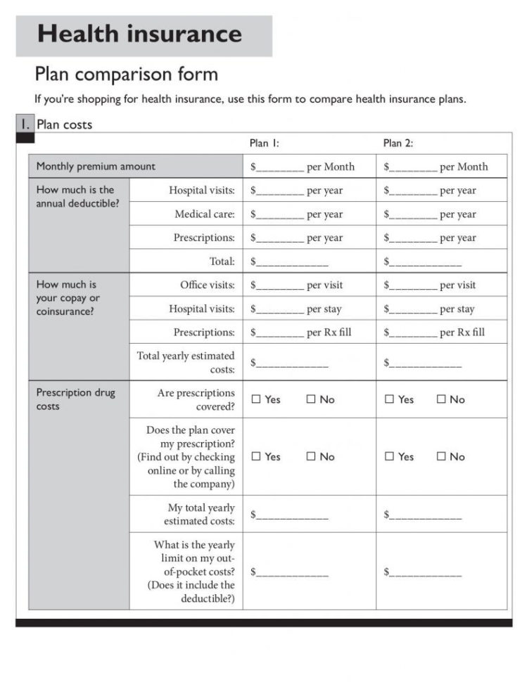 Medicare Drug Plan Comparison Worksheet Math Worksheets