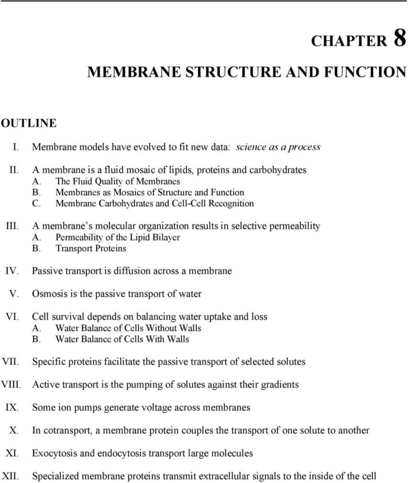 Membrane Structure And Function  Pdf