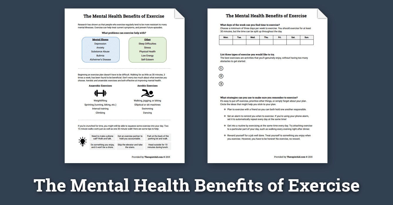 Mental Health Benefits Of Exercise Worksheet  Therapist Aid