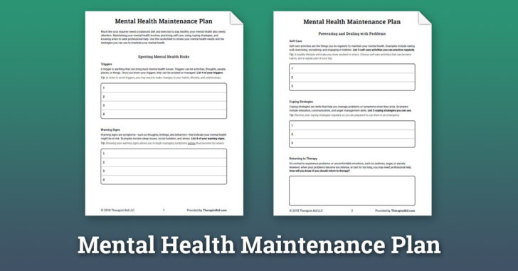 Relapse Prevention Worksheets Mental Health
