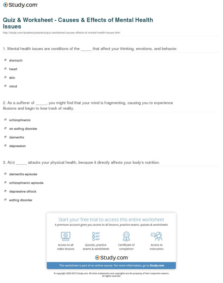 Mental Health Worksheets  Soccerphysicsonline Mental Health Worksheets  Soccerphysicsonline