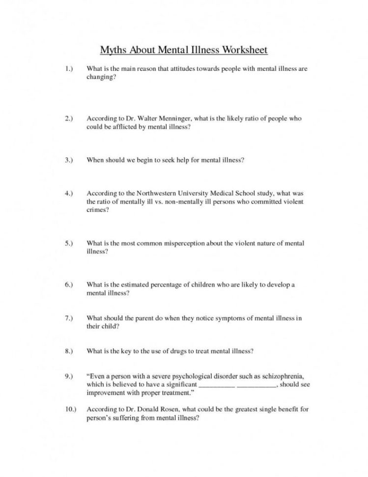 Mental Health Worksheets  Soccerphysicsonline