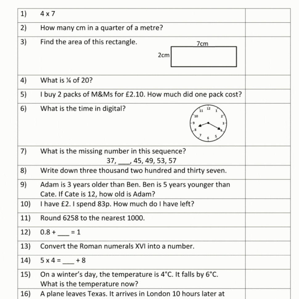 Mental Math Worksheet For Grade 4 With Excel Fun Maths