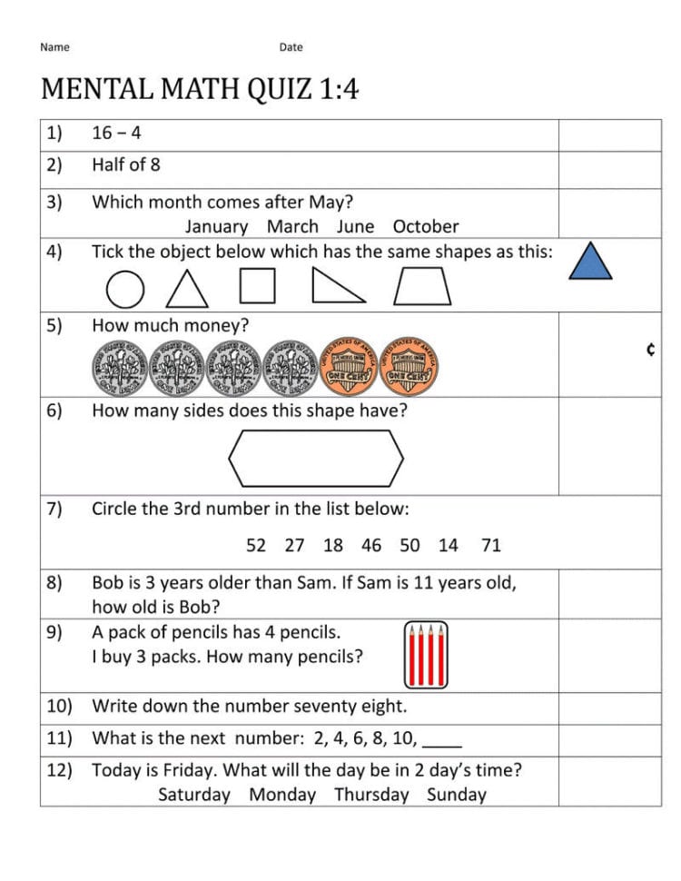 Mental Maths Worksheets 1St » Printable Coloring Pages For Kids